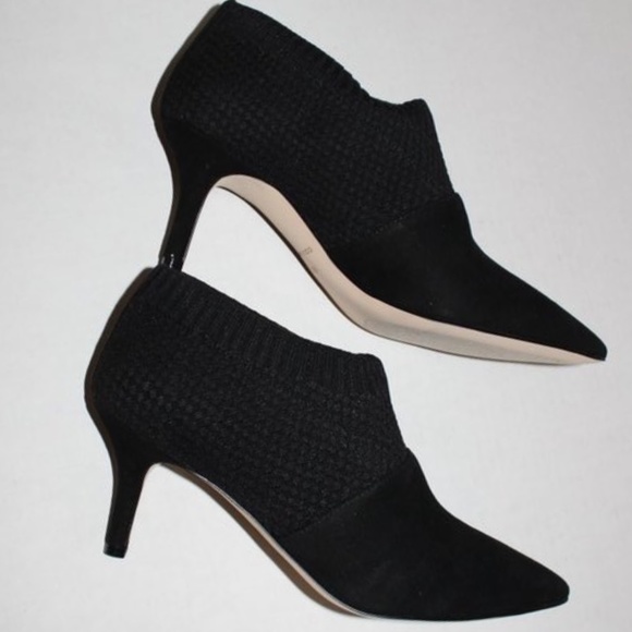 Cole Haan Vanna Shootie Suede Heel Booties Black Fashion Ankle Boots Pointed Toe - Picture 10 of 10